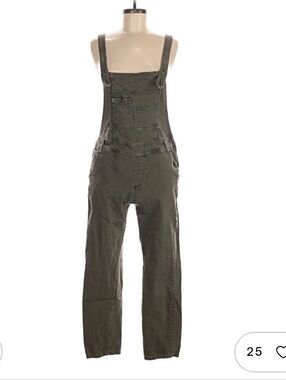 Free People Olive Utility Cotton Overalls